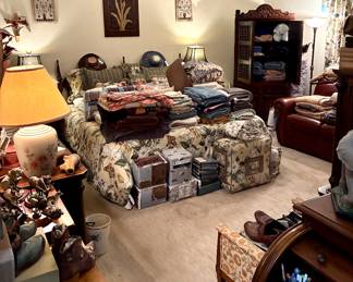 Please note, the king bed and frame as well as the matching night stands are not for sale. This family is keeping those 3 items. Everything else is for sale.