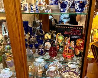 International decor. Bohemian glass, Russian nesting dolls, ceramics from Holland