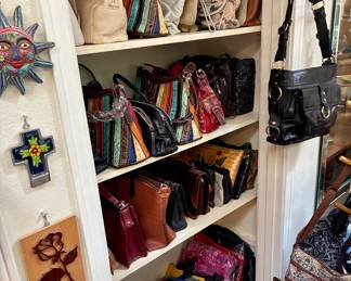 Leather handbags, some new, some vintage