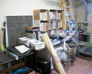 LOTS OF BOOKS, MOUNTAIN BIKE, RUG