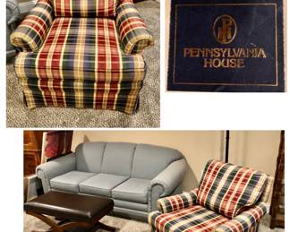 Plaid Pennsylvania House Armchair is 32 inches wide X 27 inches deep X 31.5 inches tall $65