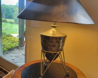 Drum Table and Lamp.