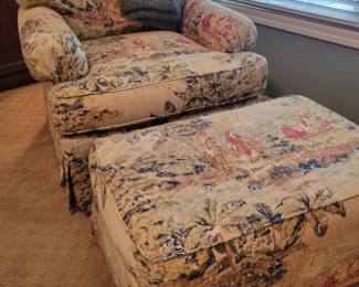 Swivel Armchair with matching Footstool.