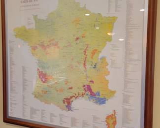 Framed French Wine Guide.