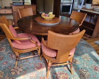 Round Dining/Breakfast Table with Lazy Susan center and 4 Chairs by Woodbridge..