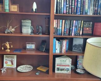 Books. Decor items.