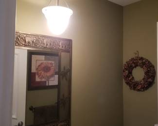 Vanity mirror; pendant light