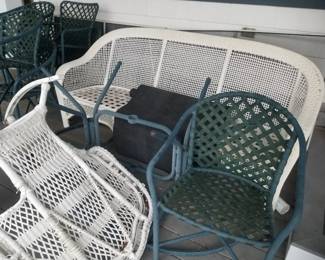 All-weather wicker couches - 2 available; Brown Jordan patio furniture; all- weather wicker rocker