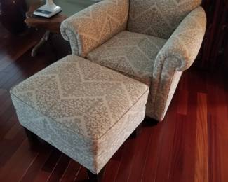 Jonathan Louis Wedgewood accent chair with matching ottoman