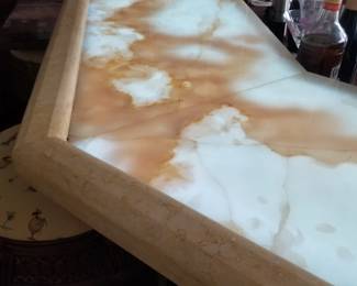 Stunning wet bar with illuminated onyx top