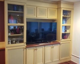 Beautiful built-in cabinetry; TV