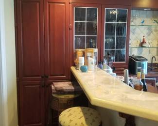 Stunning wet bar with illuminated onyx top