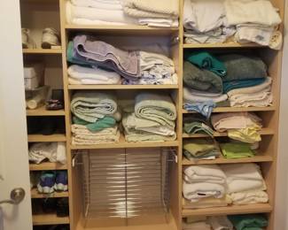 Closet system; towels & bed linens