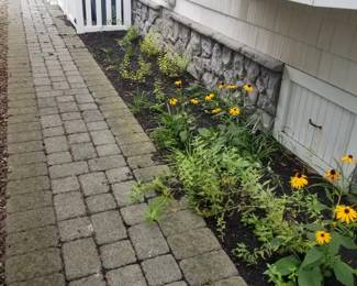 Hardscape pavers; plants
