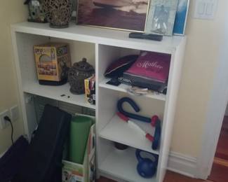 Bookcase; exercise gear