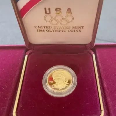 1988-W U.S. Olympic $5 Gold Proof Coin – 90% Gold – Original Box & COA