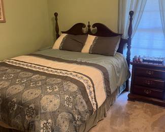 Queen bed, nightstand