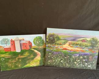 Country Road Barn Canvas Paintings
