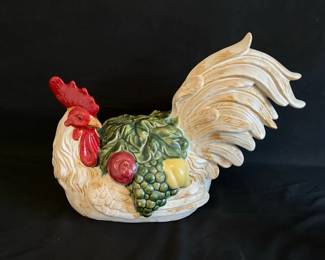 Large Ceramic Fruit Harvest Rooster
