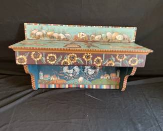 Vibrant Folk Art Wooden Shelf
