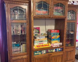 Wooden entertainment center with storage