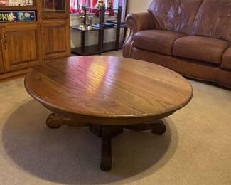 Round wooden coffee table