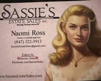 Sassies Estate Sales. Conducting Professional Estate Sales since 1993! We are Commission ONLY! Check out our web site. www.sassiesestatesales.com