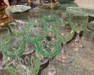 Vaseline glass cordials