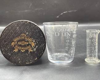 Antique apothecary dosage glasses / beakers. Drugs. Pharmacy. 