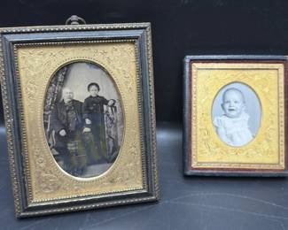 Antique brass miniature frames. Ephemera.