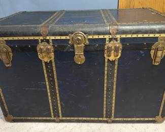 Antique blue trunk.
