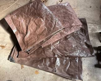 Four assorted sz Brown Poly tarps ($40)
