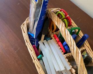 Basket of Craft Scissors & Glue Sticks ($15)