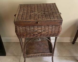 Wicker Sewing Box on Stand ($30)