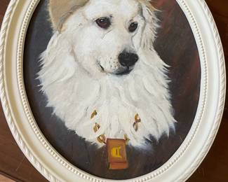 Oval Framed Oil Dog Portrait ($60)