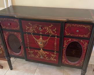 Hand-Painted Red Black Sideboard ($150)