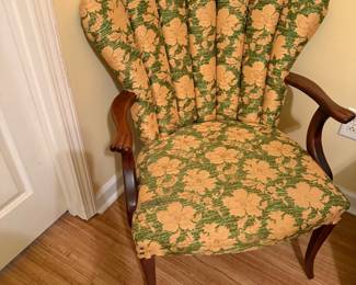 Green & Gold Shell-Back Accent Chair ($85)