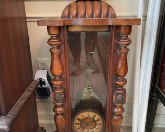 Antique Carved Wood Pendulum Wall Clock ($65)