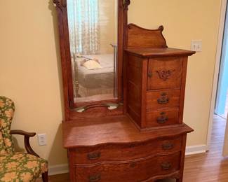 Oak Mirror Dresser with Watch Chest ($225)