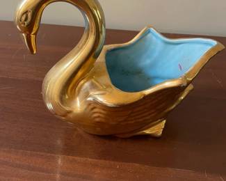 Gold Glazed Swan Planter ($15)