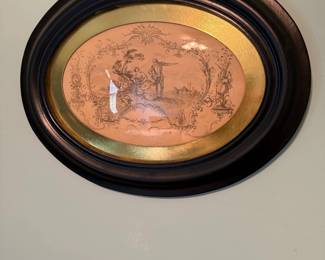 Framed Oval Copperplate Print ($65)