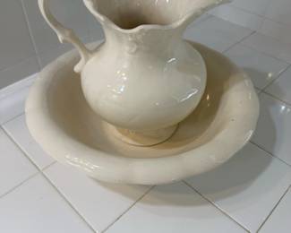 White Ceramic Pitcher & Bowl Wash Set ($30)