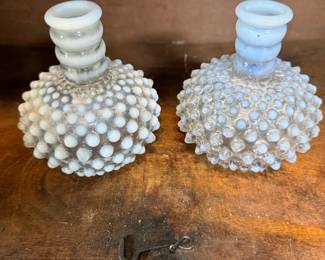 Hobnail Glass Candle Holders ($24