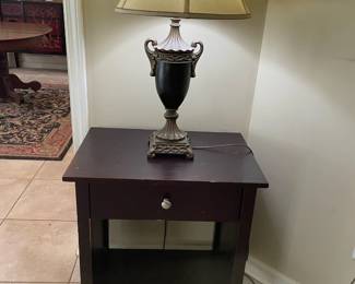 Dark Wood End Table & Lamp ($25)