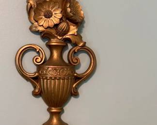Pair of Gold Floral Wall Sconce Plaque ($35)
