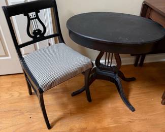 Black Lyre-Back Side Chair & Pedestal ($100)