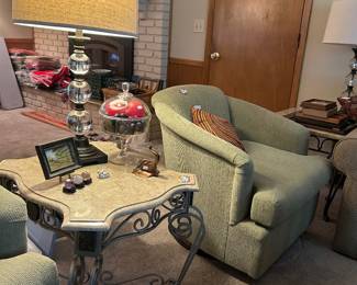 Pair of swivel gliding chairs