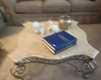 Marble top coffee table with two matching end tables