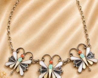 Zuni style butterfly necklace