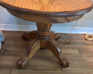 (2) Oak Oval side tables w claw feet $90 each. 29”L 24” w 23”t